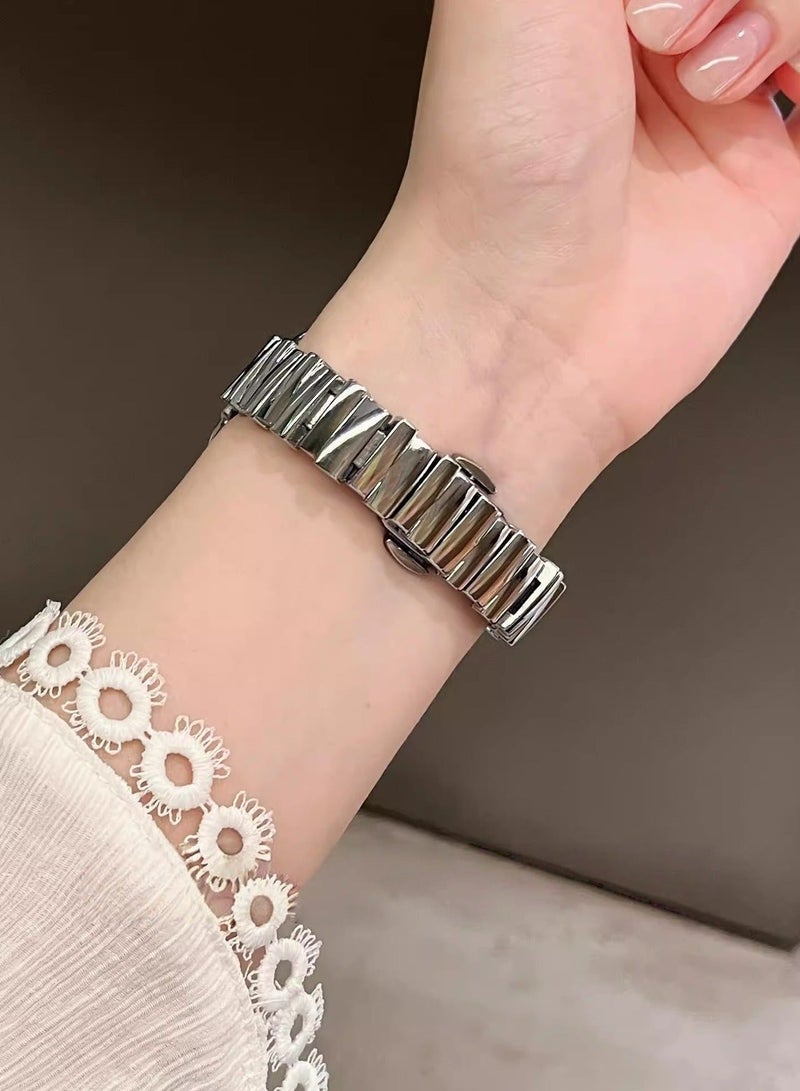 BESTPEAK Apple Watch bands 2 Pack  irregular metal thin butterfly buckle Bands Compatible with Apple Watch Band 38mm 40mm 41mm , Adjustable Magnetic Metal Strap Thin Waterproof Wristbands Compatible with iWatch Apple Watch Series11 10 8 7 6 5 4 3 2 1（41/40/38/42mm（Series 11/10）2pcs-silver and rose gold - Image 3